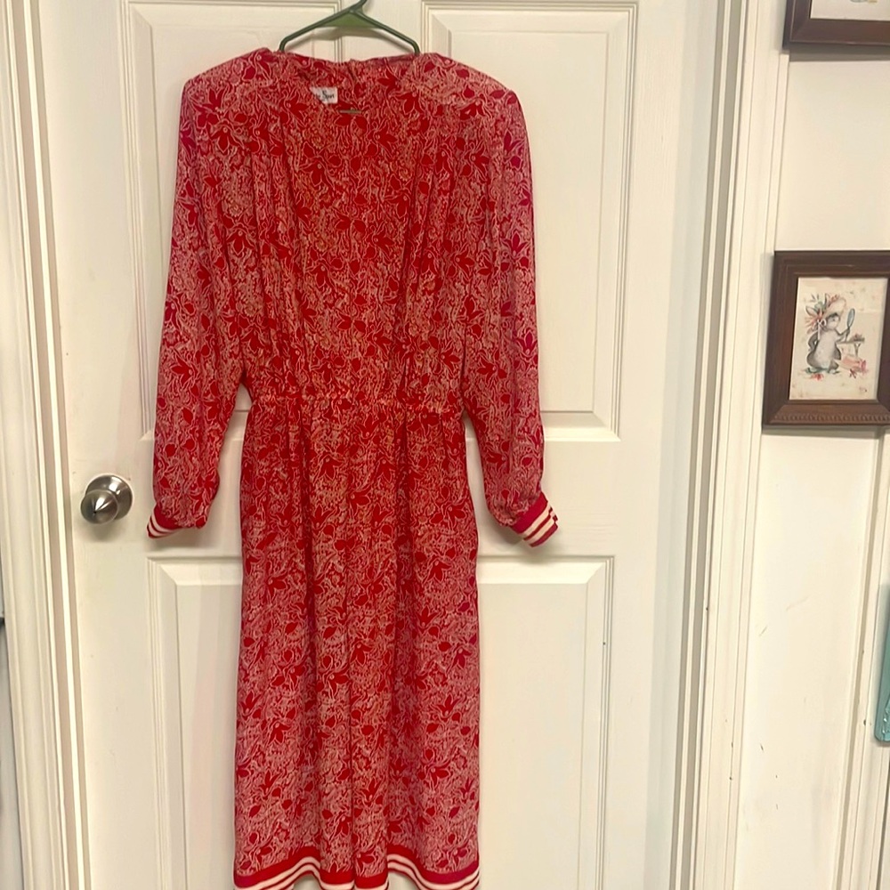 Vintage Schrader Sports Red and White Floral Dress with belt-8